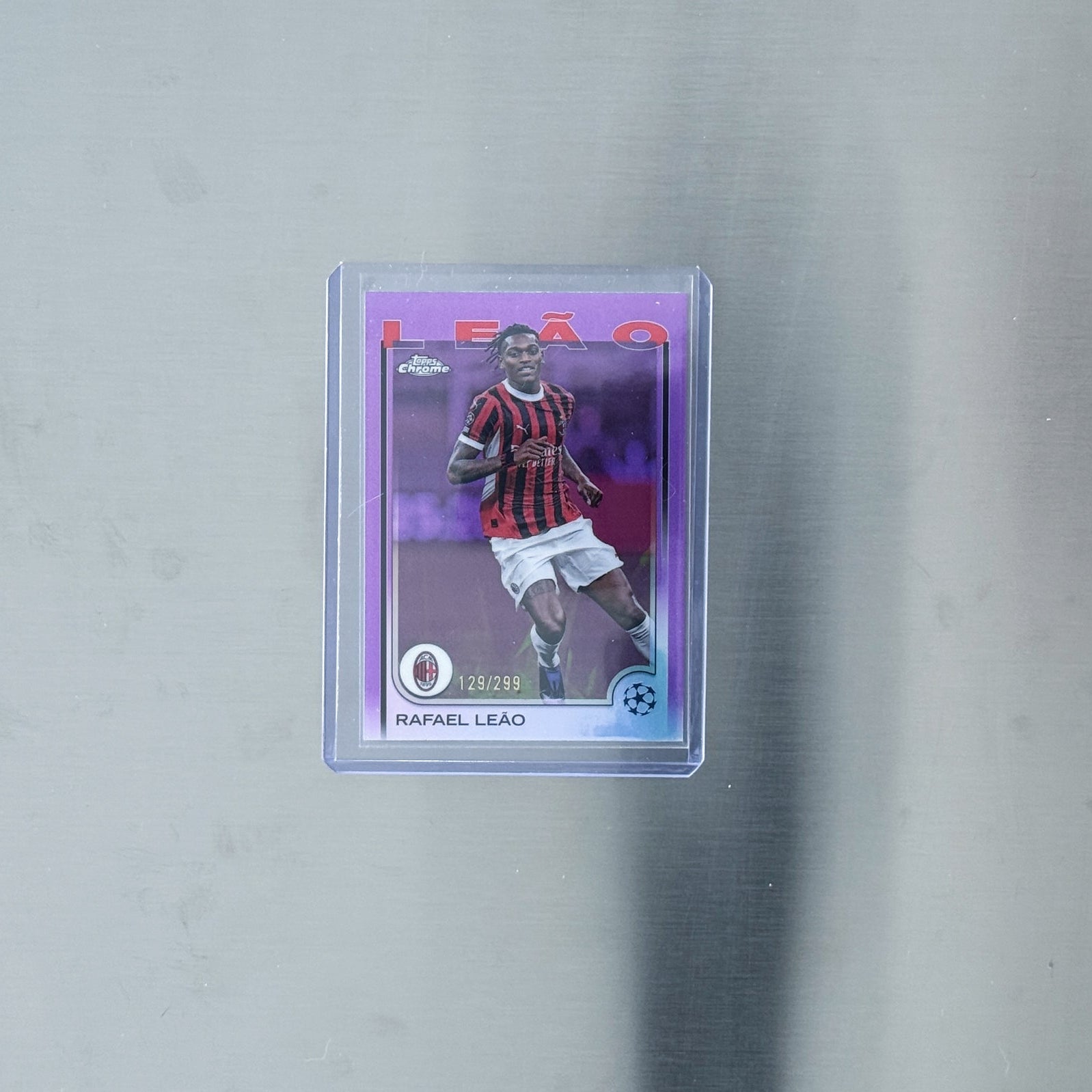 2024-25 Topps Chrome UEFA Club Competitions - AC Milan - Rafael Leão purple refractor 129/299